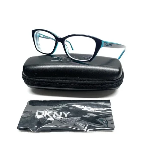 DKNY Black Teal Blue Clear Wayfarer Eyeglasses FRAME DY4668 3685 51-16 135