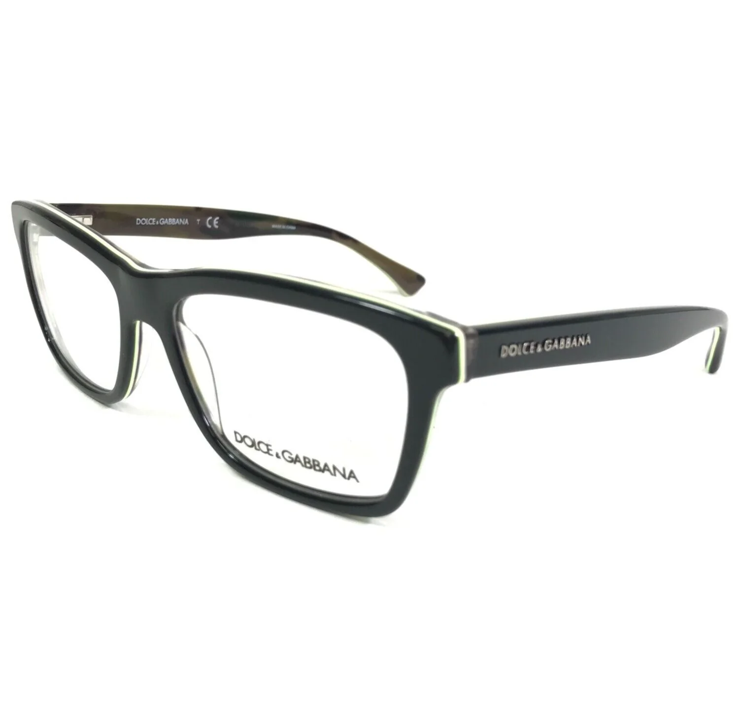 Dolce & Gabbana Eyeglasses Frames DG3235 2953 Black Neon Green Cat Eye 53-16-140