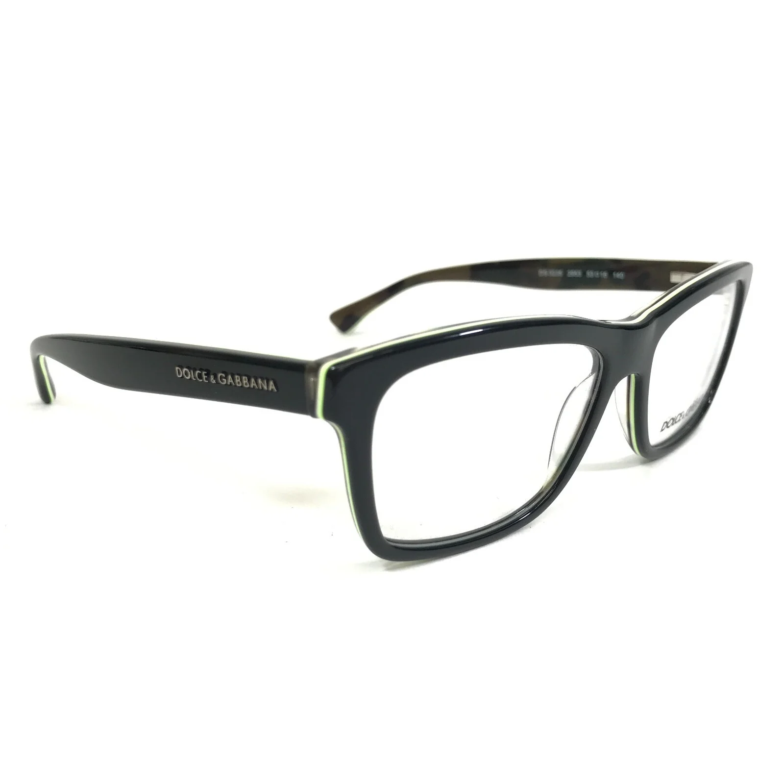 Dolce & Gabbana Eyeglasses Frames DG3235 2953 Black Neon Green Cat Eye 53-16-140 3
