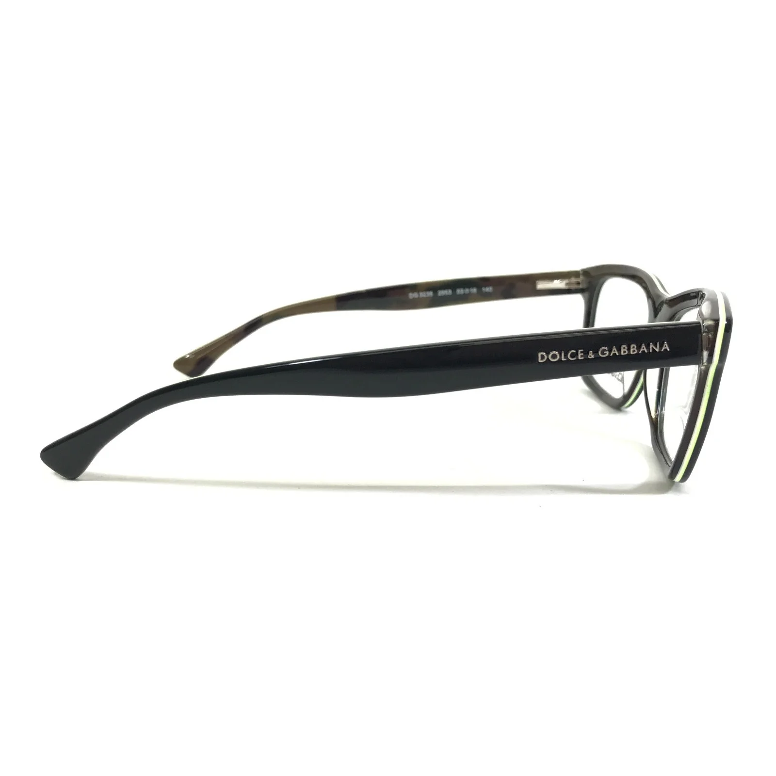 Dolce & Gabbana Eyeglasses Frames DG3235 2953 Black Neon Green Cat Eye 53-16-140 4