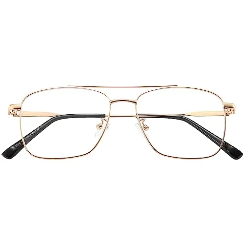Dollger Fake Glasses Clear Lens Non-prescription Metal Frame Classic Square fashion Aviator Eyeglasses Men Women