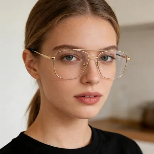 Dollger Fake Glasses Clear Lens Non-prescription Metal Frame Classic Square fashion Aviator Eyeglasses Men Women 3