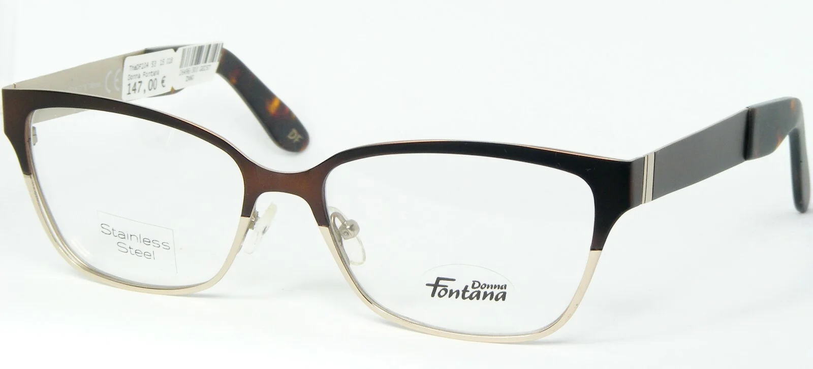 Donna Fontana by Thema DF-104 48 BROWN /PALE GOLD EYEGLASSES GLASSES 53-15-140mm