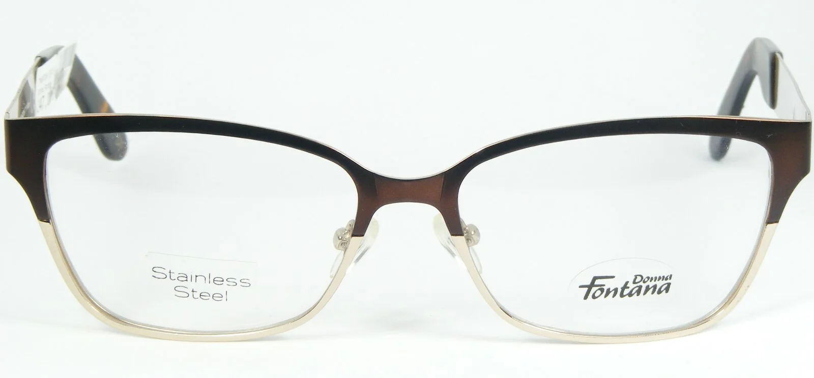 Donna Fontana by Thema DF-104 48 BROWN /PALE GOLD EYEGLASSES GLASSES 53-15-140mm 2