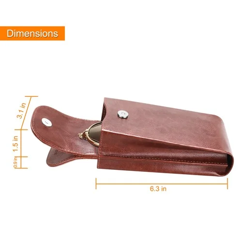 Double Glasses Case Portable Vegan Leather Eyeglass Case Pouch w/ Carabiner Hook 3