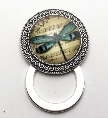 Dragonfly on Music Magnetic Badge Eyeglass Holder, Magnetic Pin Brooch