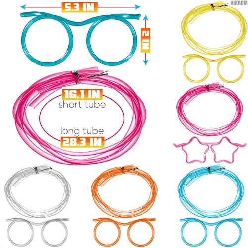 Drinking Straws Glasses Plastic 5Pcs Fun Glasses Straw Covers Cap Reusable 2