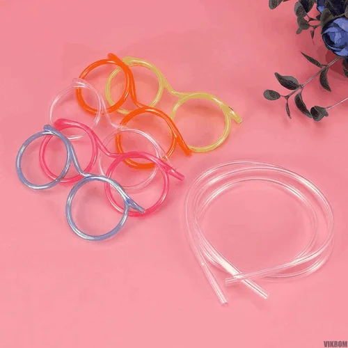 Drinking Straws Glasses Plastic 5Pcs Fun Glasses Straw Covers Cap Reusable 4