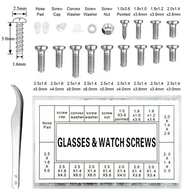 Durable Eye Glasses Watch Repair Tool Screw Nose Pad Optical Assortment Kits US 3