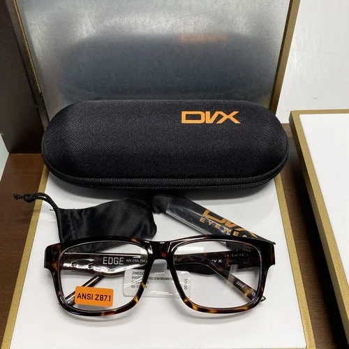 DVX by Wiley X EDGE03 Gloss Demo Brown Eyeglass Frames 55-13-134 W/ Side shield