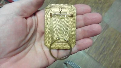 E-845) Pelican coastal bird textured brass Eyeglass pin pendant ID badge holder 3
