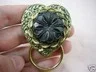 #E645) Black heart Eyeglass brass pin pendant id badge holder
