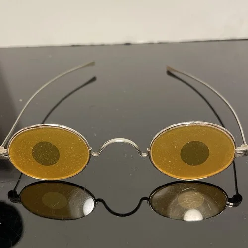 early 19th century amber shooting glasses stainless steel frame