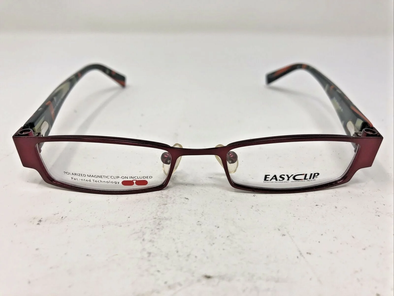 Easy Clip Eyeglasses Frames EC136 Red Multi Color 30 46-17-135 NH43
