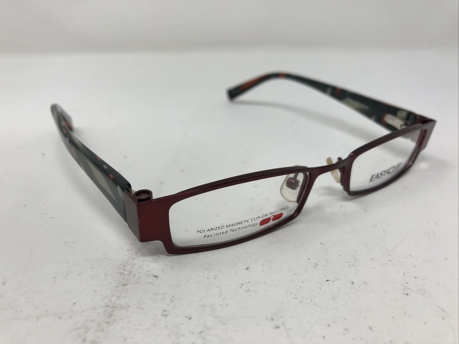 Easy Clip Eyeglasses Frames EC136 Red Multi Color 30 46-17-135 NH43 3