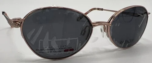 Easy Clip Magnetic Eyewear Clip On Lens EC660 Pink & Gold 090 Womens 51-18-135 3
