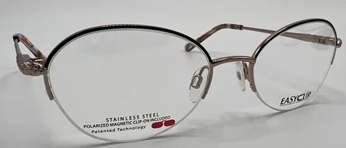Easy Clip Magnetic Eyewear Clip On Lens EC660 Pink & Gold 090 Womens 51-18-135 4
