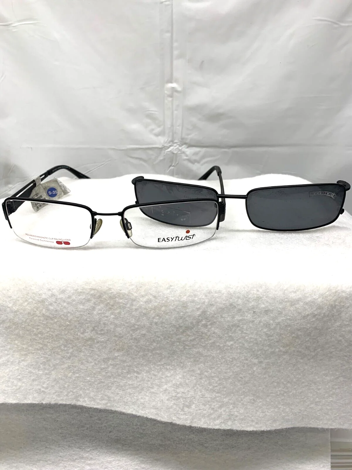 Easy Twist CT207 Eyeglass Frames & Polarized Magnetic Clip In-Black *New