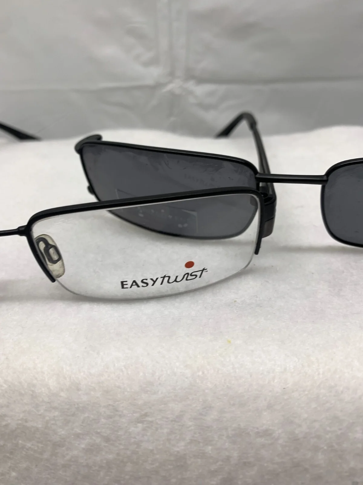 Easy Twist CT207 Eyeglass Frames & Polarized Magnetic Clip In-Black *New 2