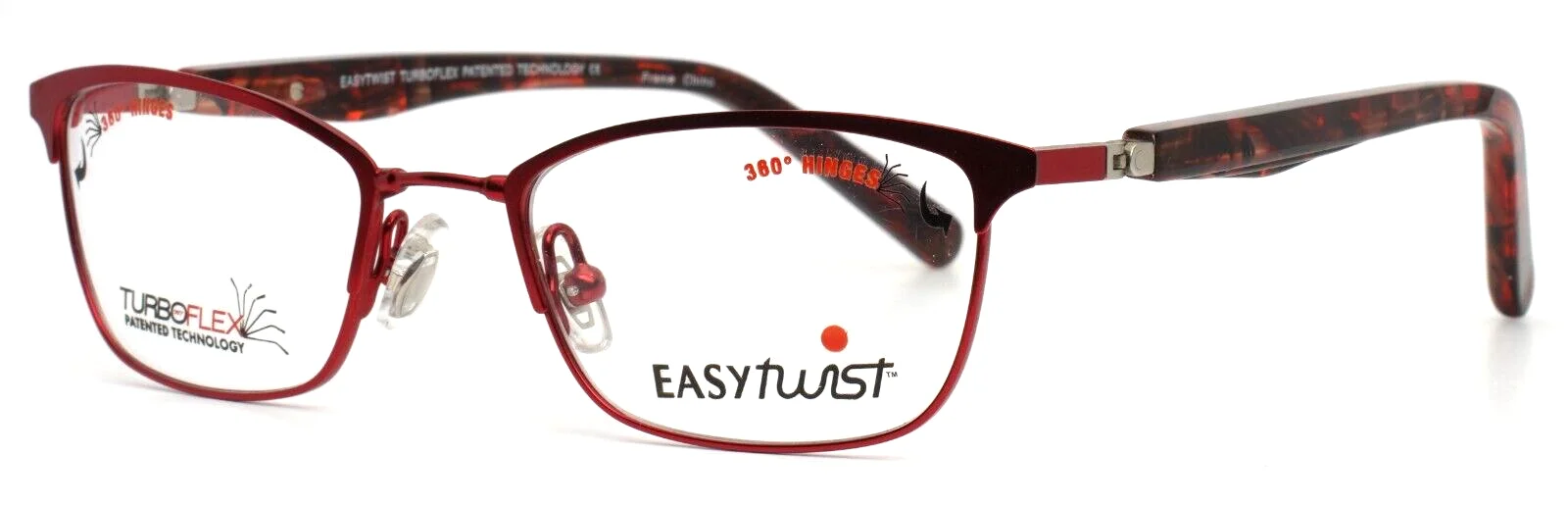 EASY TWIST ET991 35 Red Girls Kids Rectangle Full Rim Eyeglasses 44-17-120 B:28