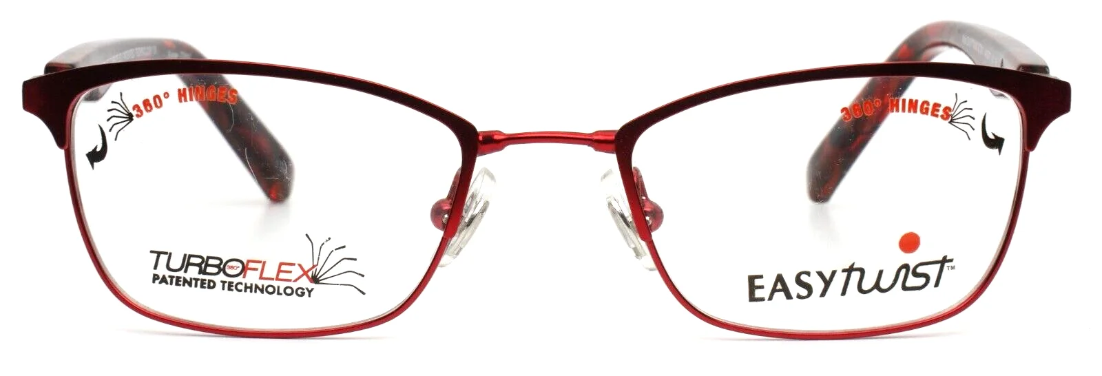 EASY TWIST ET991 35 Red Girls Kids Rectangle Full Rim Eyeglasses 44-17-120 B:28 2