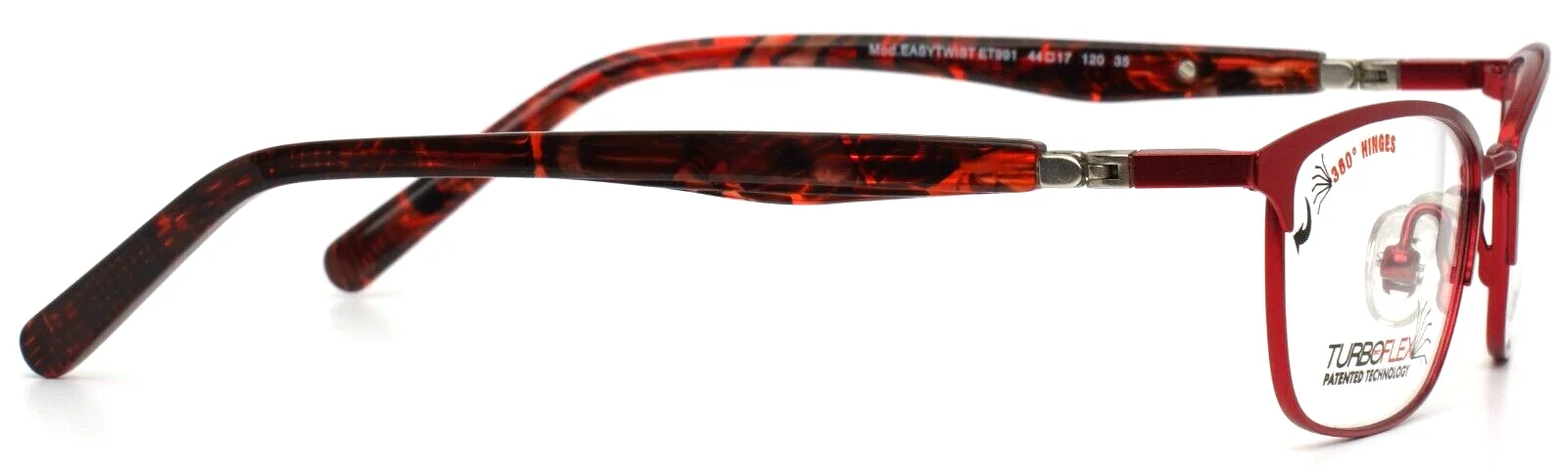 EASY TWIST ET991 35 Red Girls Kids Rectangle Full Rim Eyeglasses 44-17-120 B:28 4