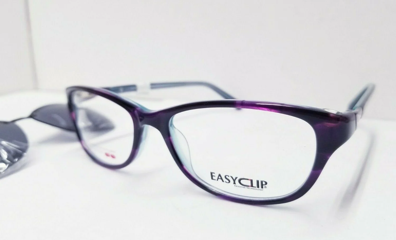 EASYCLIP EC300 Eyeglasses Frame 52-16-135 MARBLE PURPLE/CLR LIGHT BLUE 2