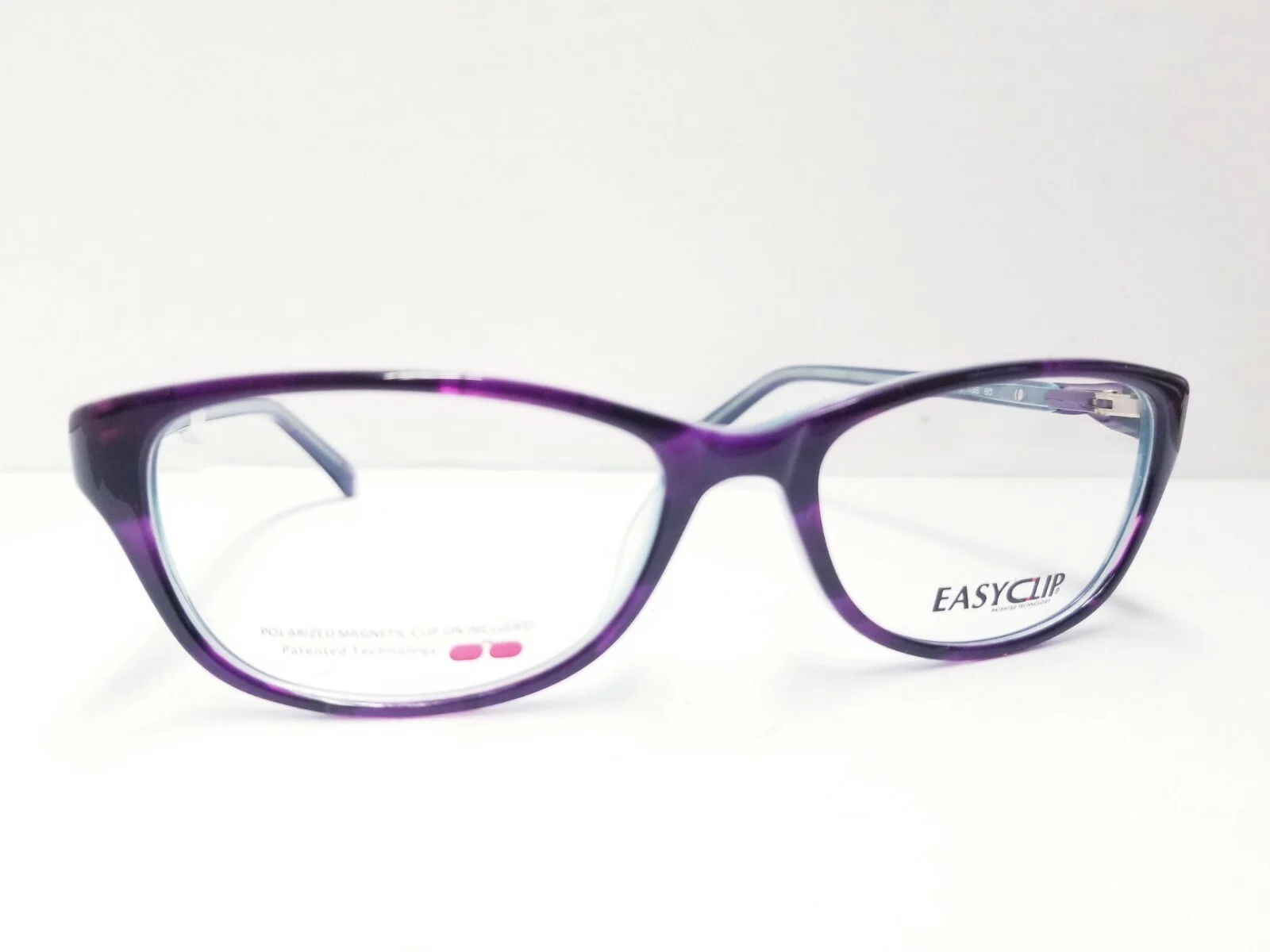 EASYCLIP EC300 Eyeglasses Frame 52-16-135 MARBLE PURPLE/CLR LIGHT BLUE 3