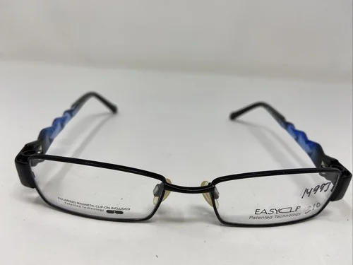 EASYCLIP Eyeglasses Frame S2505 50-17-135 Black/Blue 90 Full Rim Demo Lenses