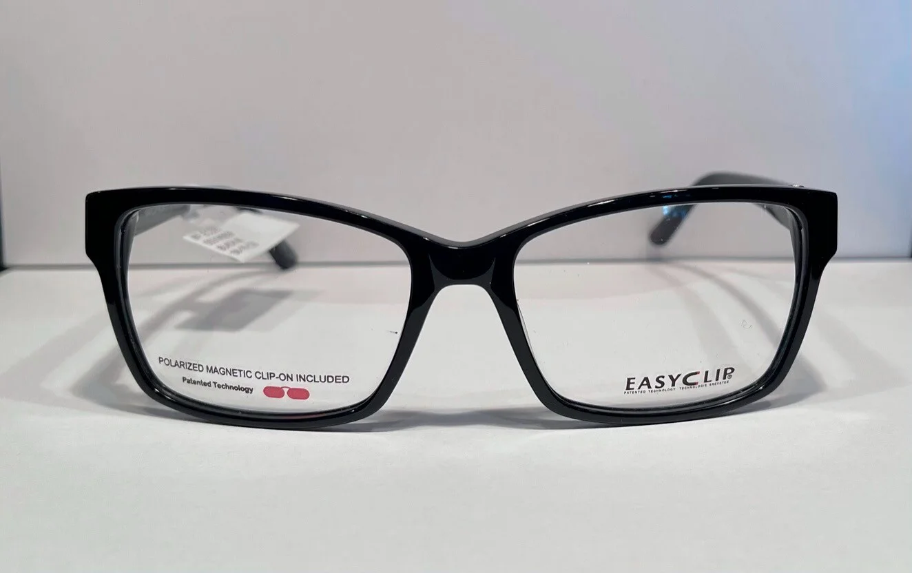 Easyclip Eyeglasses Frames EC325 Black Square Full Rim with Clip On Sunglasses 3