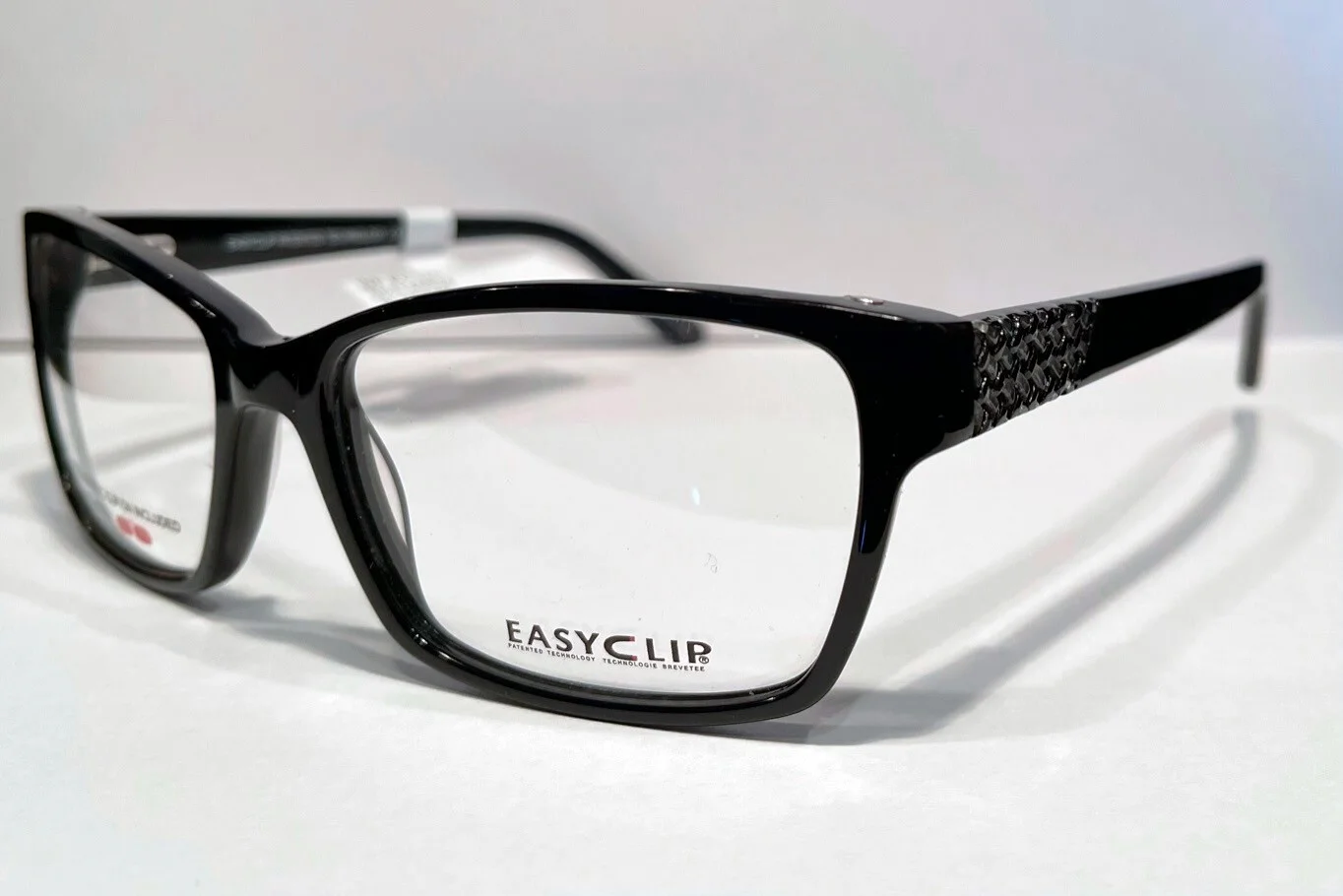 Easyclip Eyeglasses Frames EC325 Black Square Full Rim with Clip On Sunglasses 4