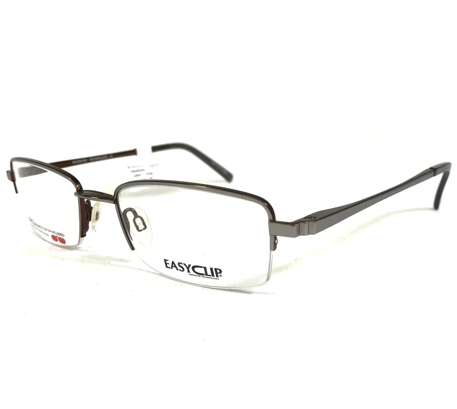 Easyclip Eyeglasses Frames M S3122 20 Brown Grey Rectangular Half Rim 52-19-140
