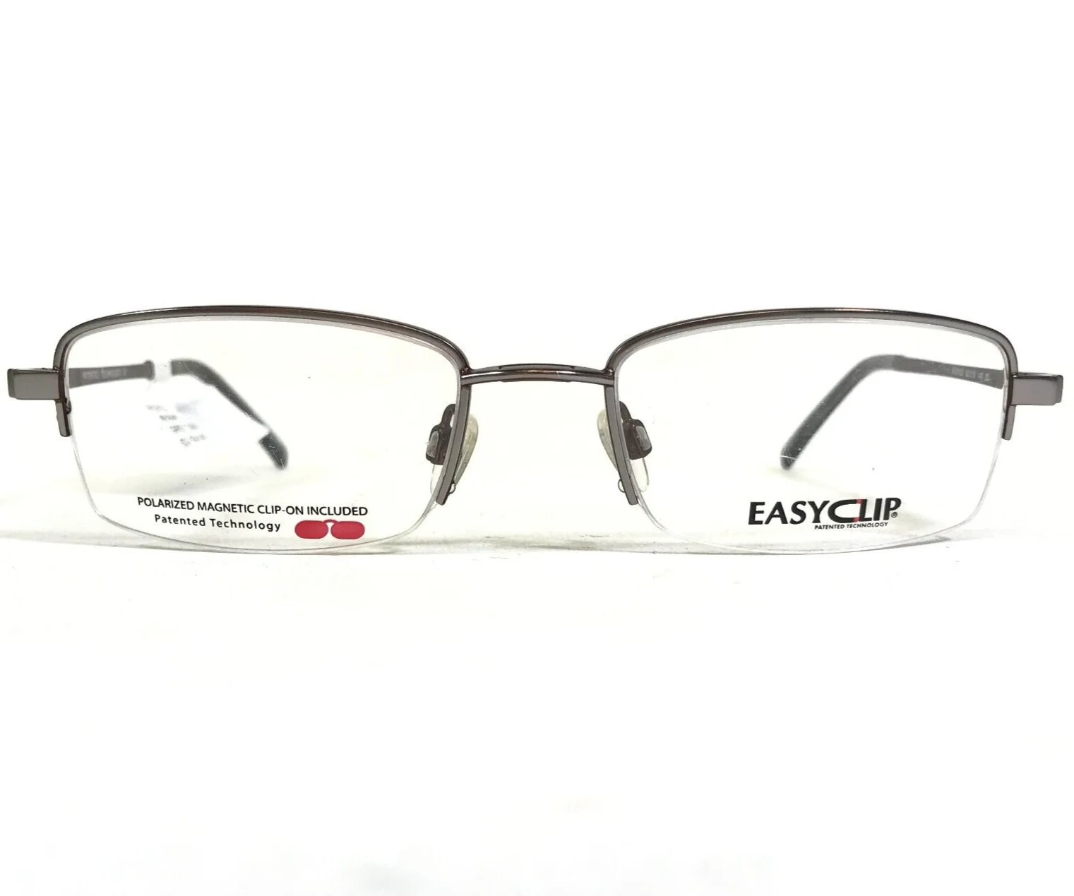 Easyclip Eyeglasses Frames M S3122 20 Brown Grey Rectangular Half Rim 52-19-140 2