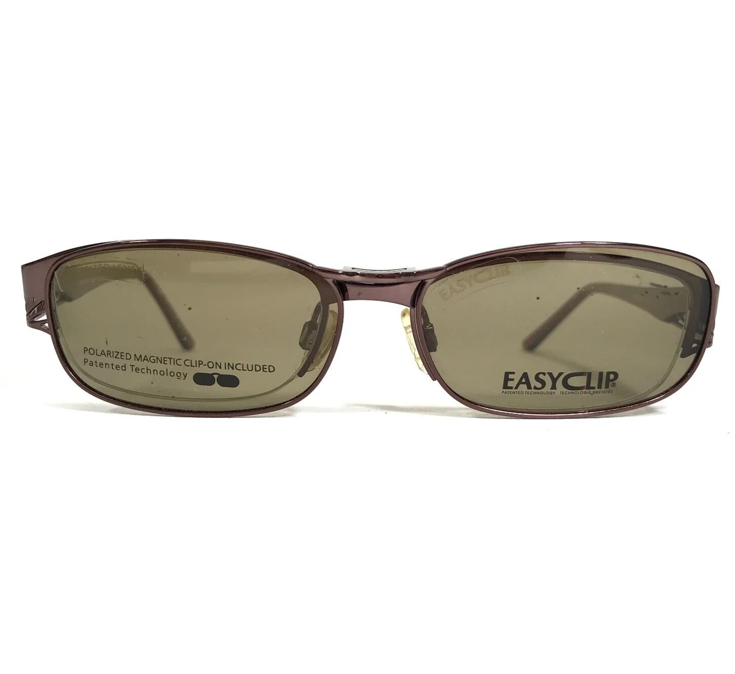 Easyclip Eyeglasses Frames MOD S2495 010 Brown with Clip On Lenses 48-16-135 2