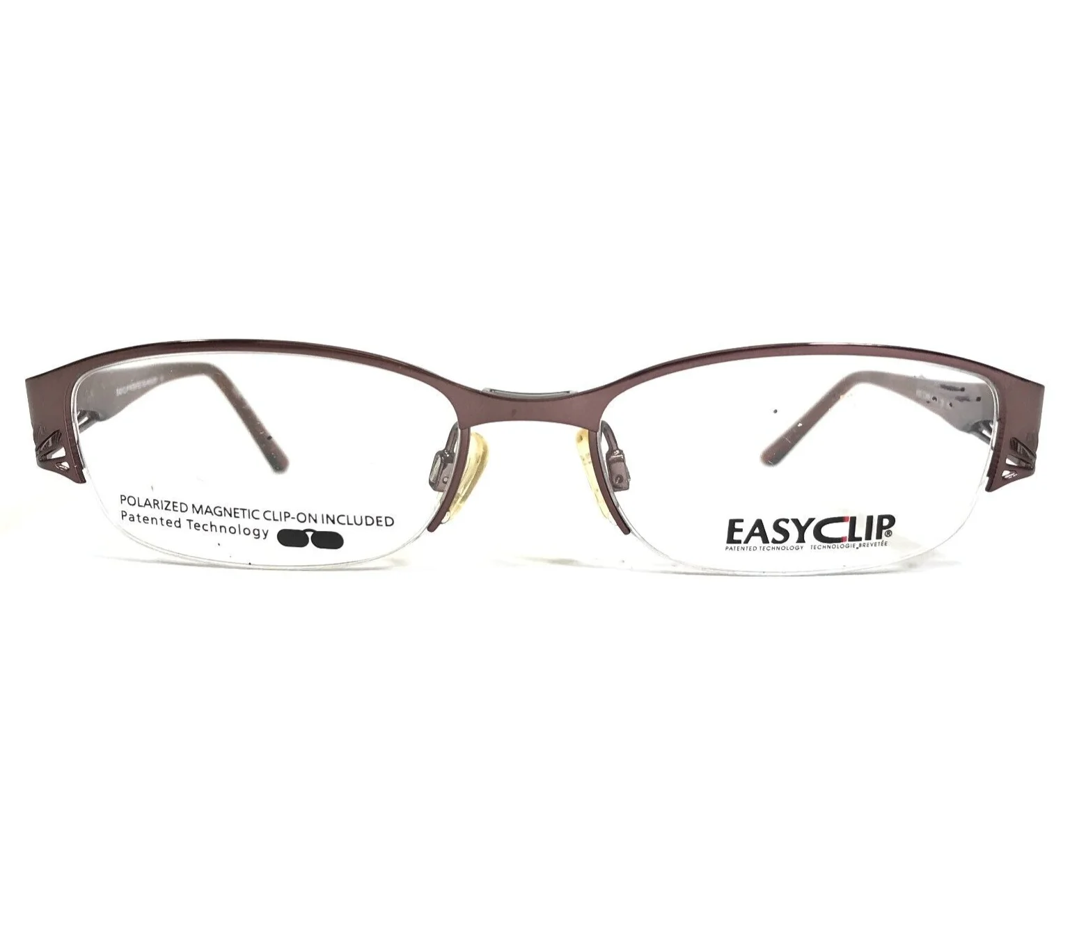 Easyclip Eyeglasses Frames MOD S2495 010 Brown with Clip On Lenses 48-16-135 3