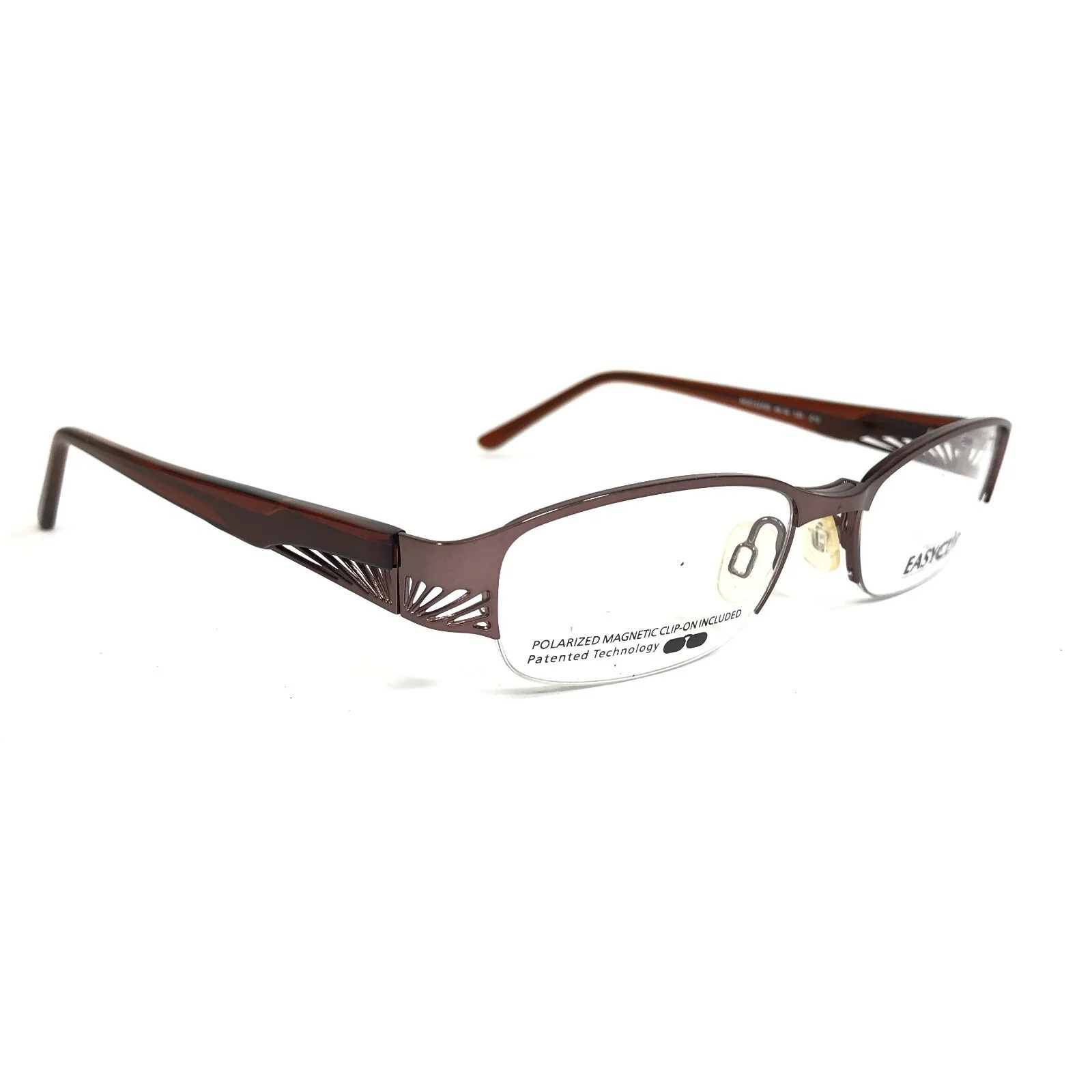 Easyclip Eyeglasses Frames MOD S2495 010 Brown with Clip On Lenses 48-16-135 4