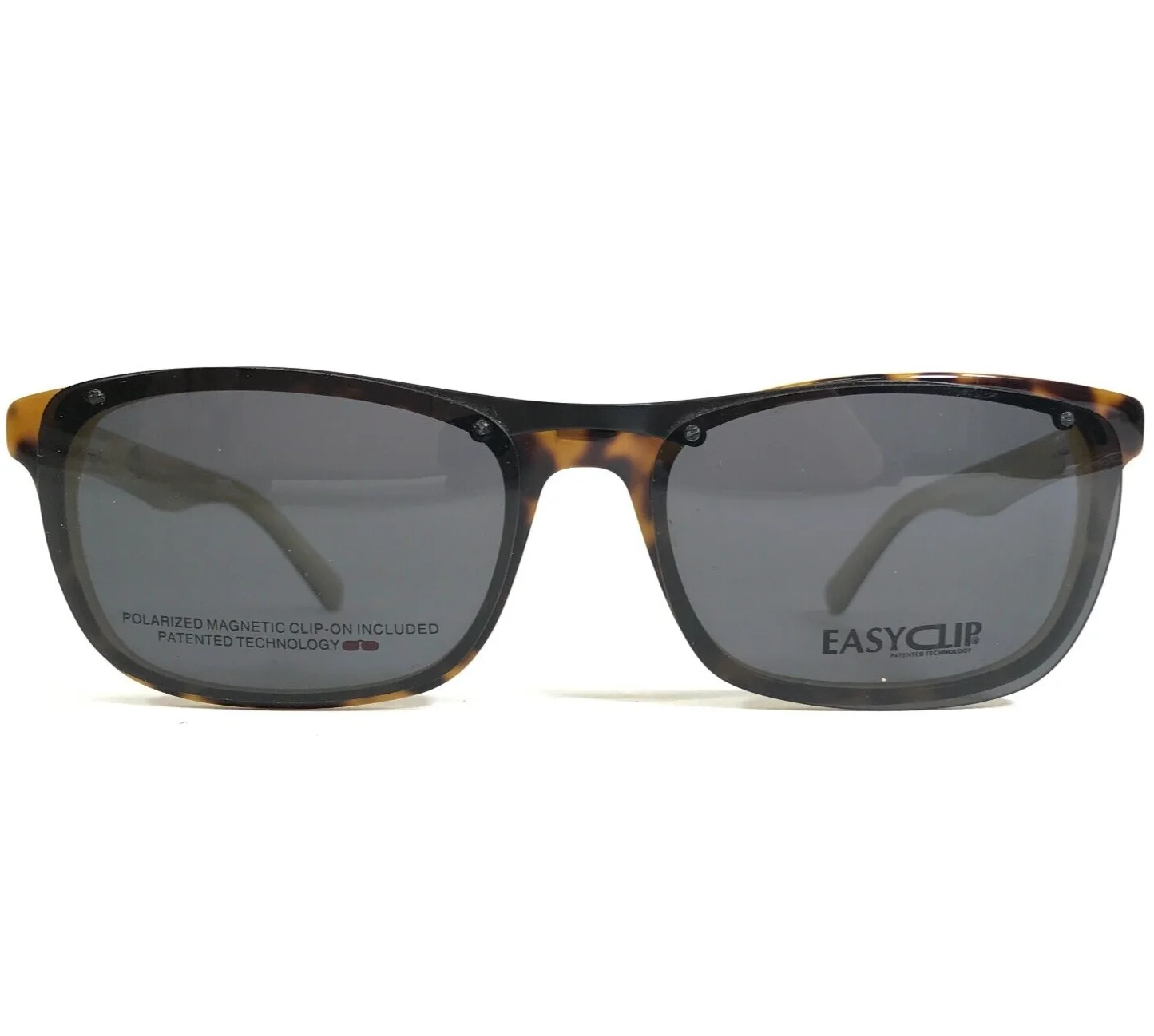Easyclip Eyeglasses Frames TK948 Yellow Tortoise Square with Clip On Lenses