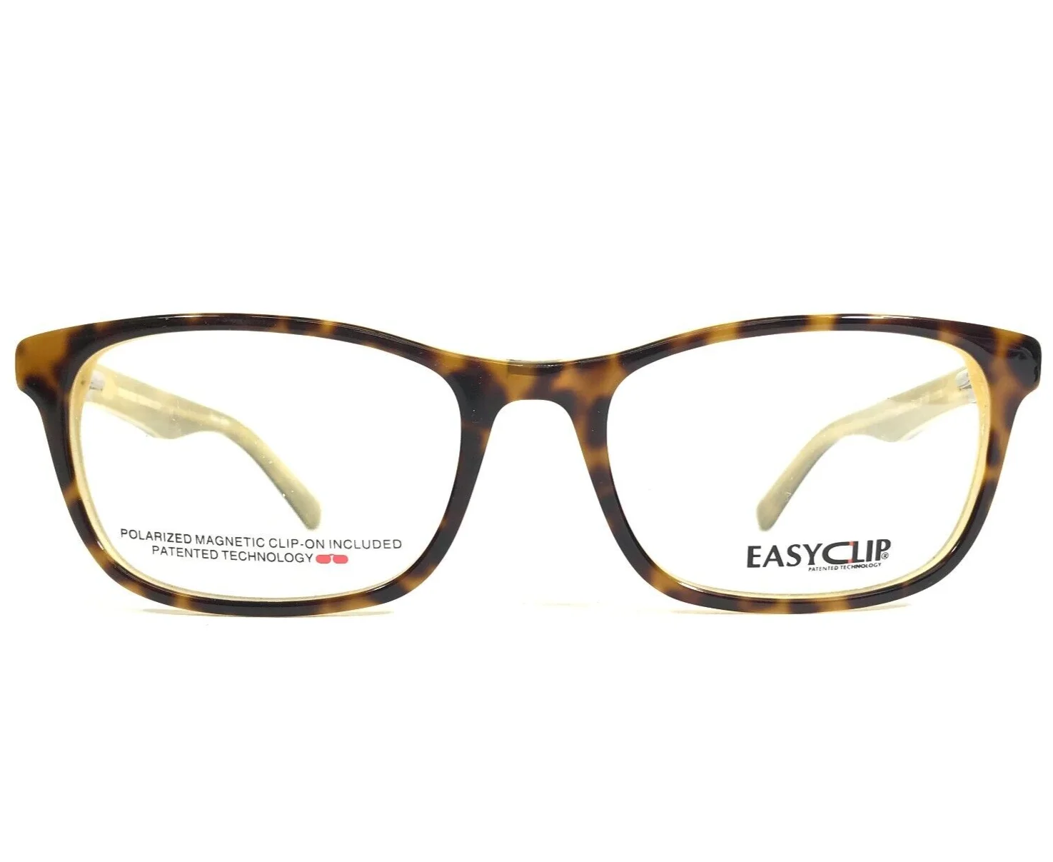 Easyclip Eyeglasses Frames TK948 Yellow Tortoise Square with Clip On Lenses 2