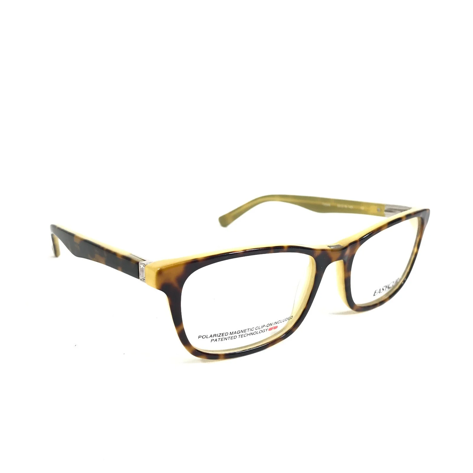 Easyclip Eyeglasses Frames TK948 Yellow Tortoise Square with Clip On Lenses 4