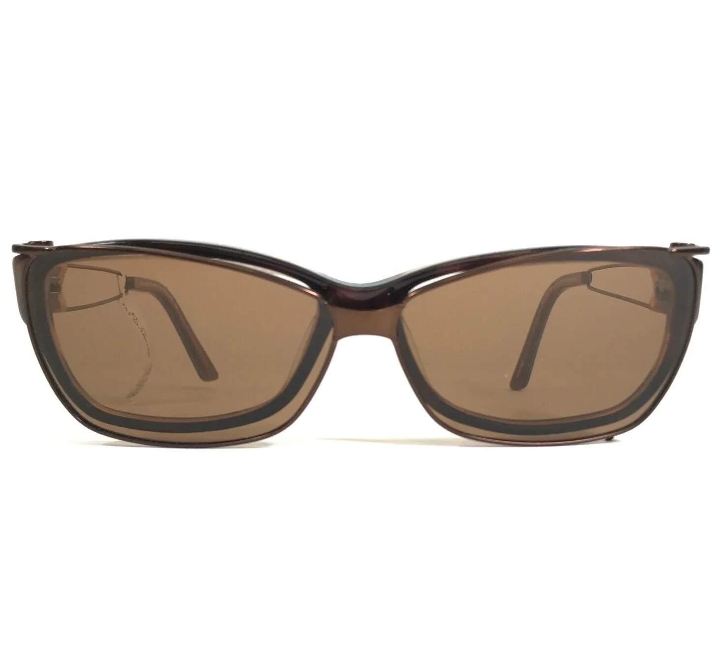 Easyclip Eyeglasses Frames WF EC925 BROWN/OLIVE Blue Frames with Clip On Lenses