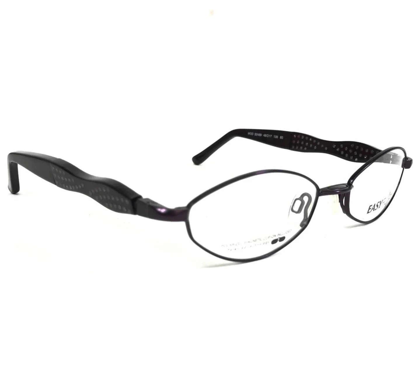 EasyFlip Eyeglasses Frames MOD S2489 Purple Round Sparkly w Clip Ons 49-17-135 4