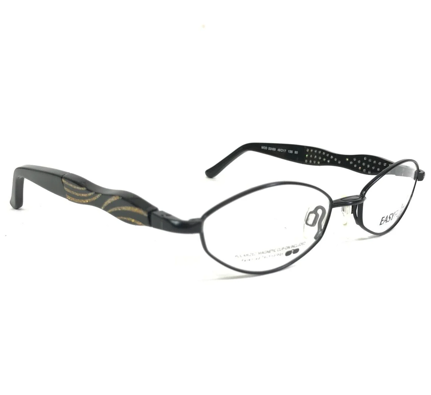 EasyFlip Petite Eyeglasses Frames MOD S2489 90 Sparkly Black Clip Ons 49-17-135 4