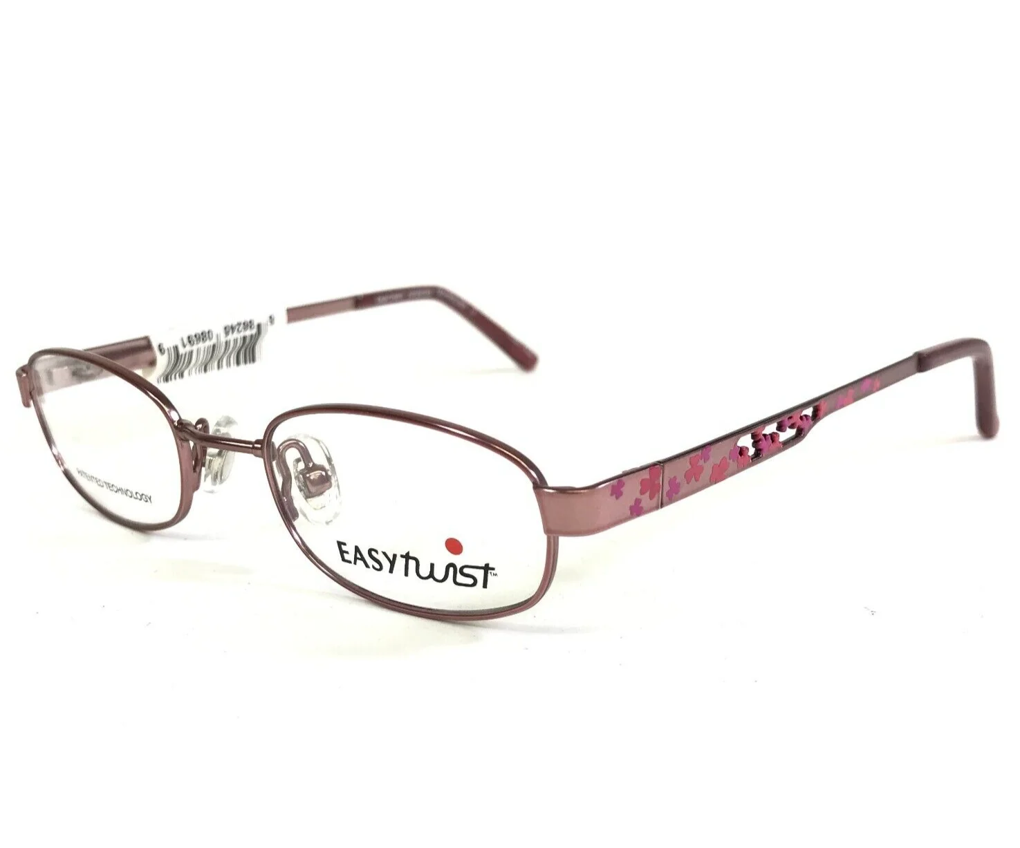 EasyTwist Kids Eyeglasses Frames Mod 853 30 Pink Rectangular Floral 41-17-125
