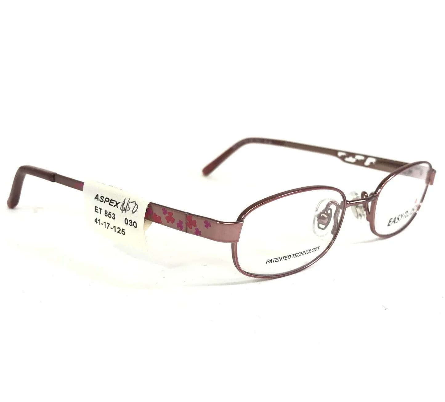EasyTwist Kids Eyeglasses Frames Mod 853 30 Pink Rectangular Floral 41-17-125 3