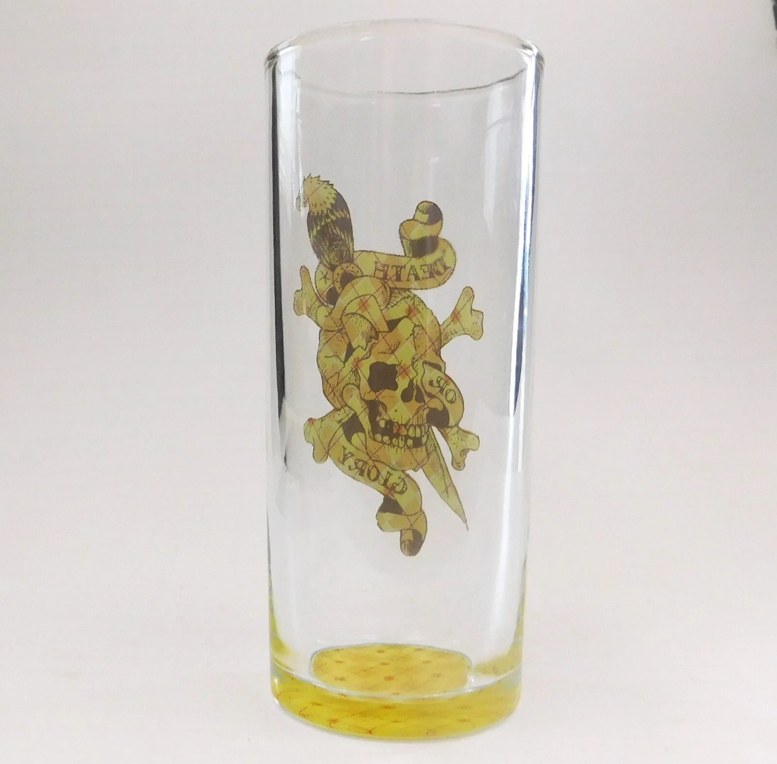 Ed Hardy Death Or Glory Glass Tumbler Skull Crossbones Dagger Red Decal 3