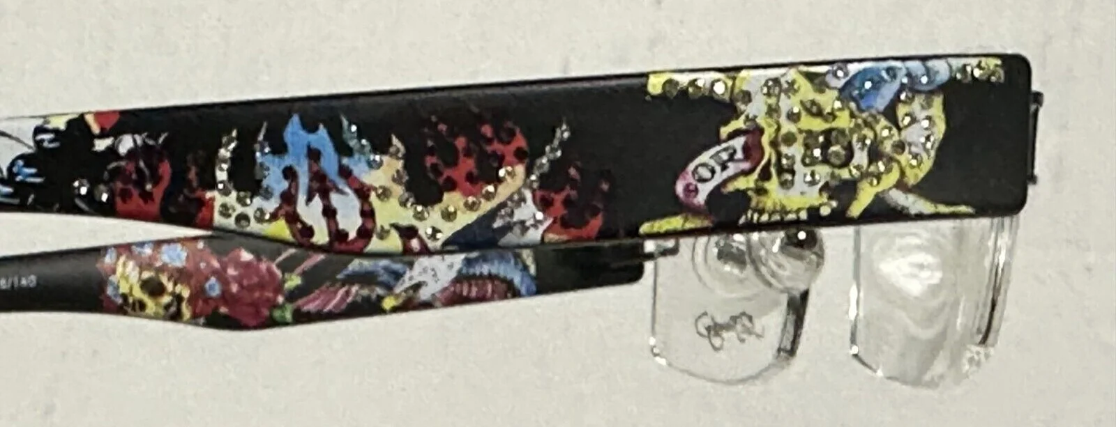 Ed Hardy Drill Mount Eyeglasses New ehl804 51 18 140 Rhinestone 3