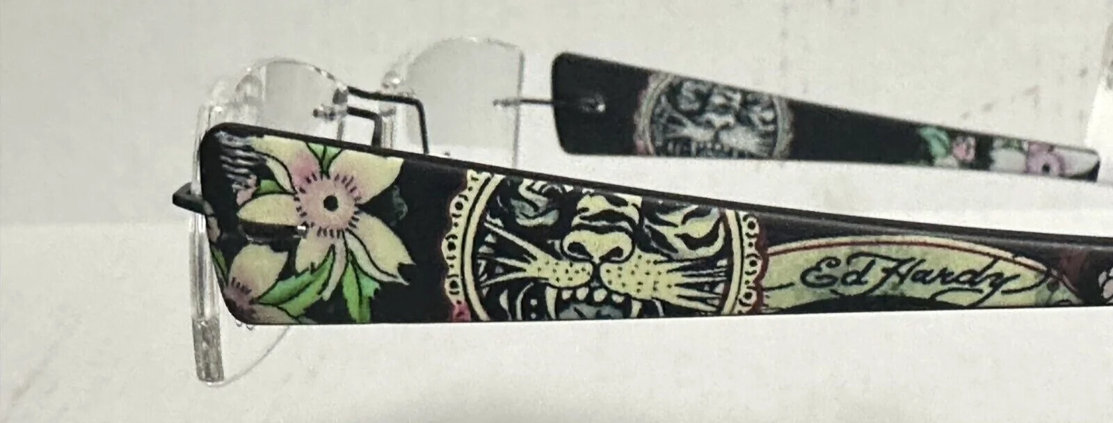 Ed Hardy Drill Mount New Eyeglasses EHL814 50 18 140 Tiger/Skull 3