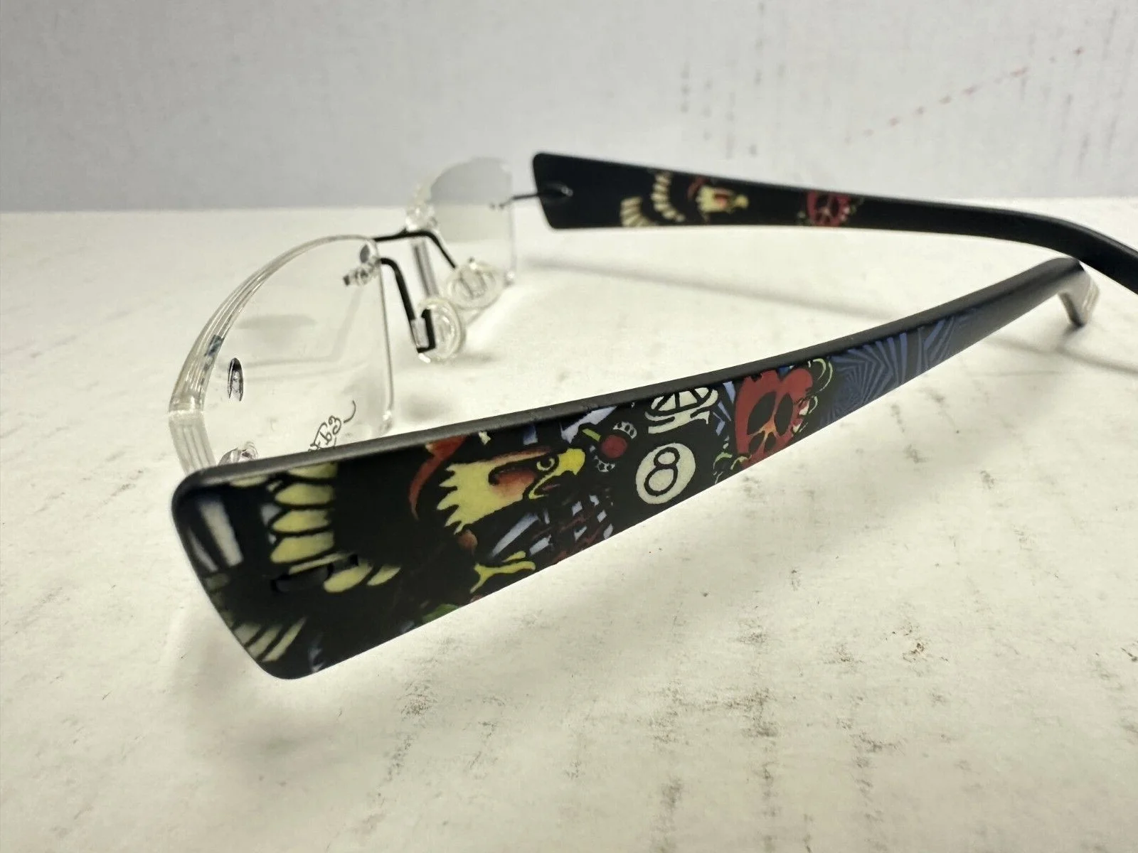 Ed Hardy Eyeglasses New EHL815 51 17 140 Eagle, Sailor,Peace, 8 Ball, Drillmount 4