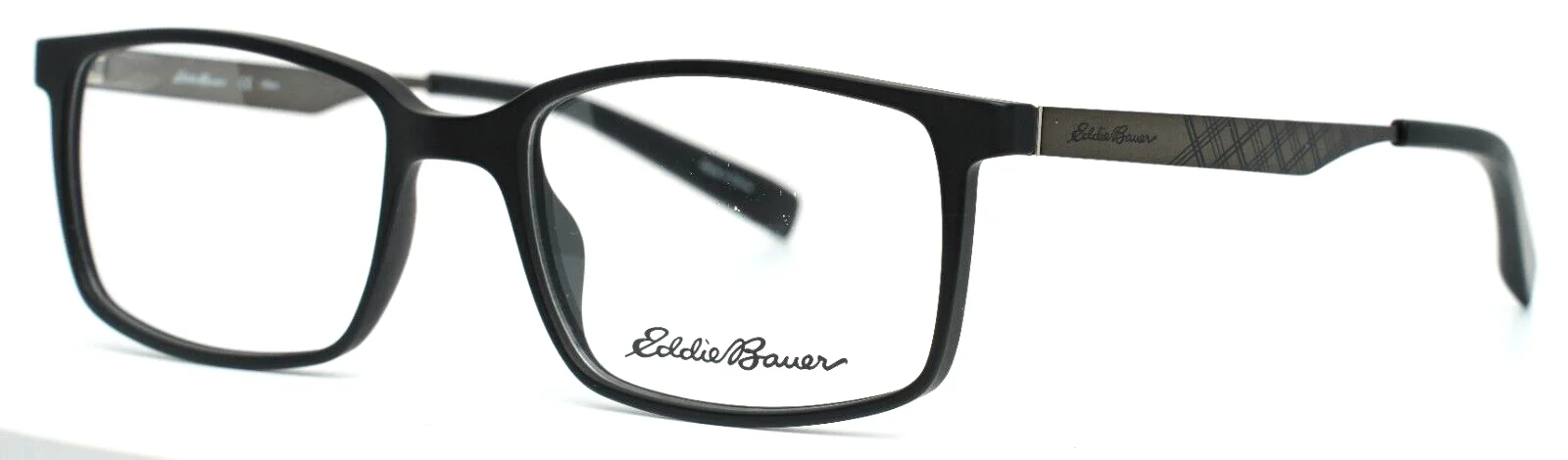 EDDIE BAUER EB32025 BK Black Mens Rectangle Full Rim Eyeglasses 53-18-140 B:36