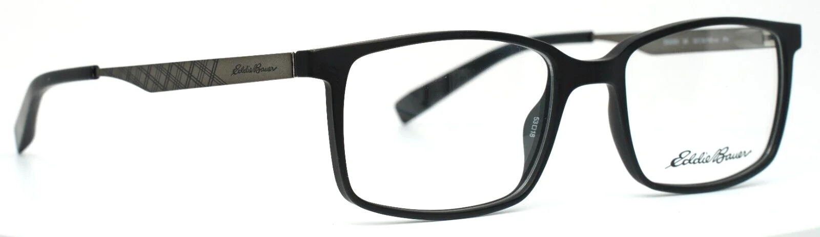 EDDIE BAUER EB32025 BK Black Mens Rectangle Full Rim Eyeglasses 53-18-140 B:36 3